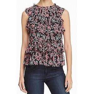 NWT Kate Spade Tapestry Chiffon Ruffle Top
